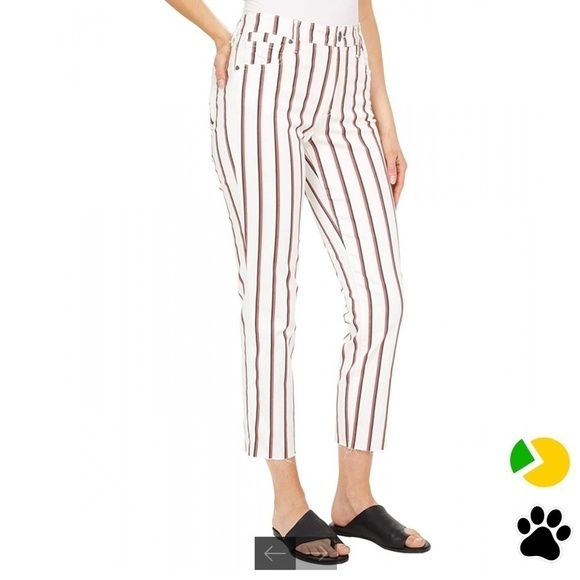 Kut from the Kloth Reese High Rise Ankle Straight Raw Hem Ivory/Right - Size 2 - Picture 4 of 14